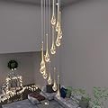 ykolupty 12-Lights Staircase Chandelier 120in Gold Chandelier for Sloped High Ceiling Raindrop Pendant Chandelier for Living Room Foyer Hallway Villa