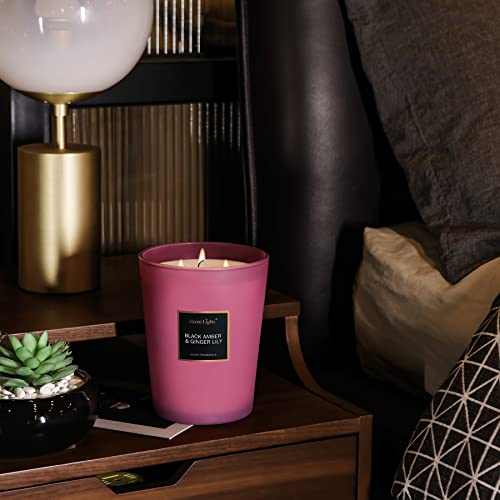 Homelights Highly Scented Candles, Big 33.3 Oz For Home, Natural Soy Aromatherapy Candles, Smokeless Long Lasting 130 Hrs With 3 Cotton Wicks, Candles Gifts For Women & Men - Black Amber & Ginger Lily #TOP4