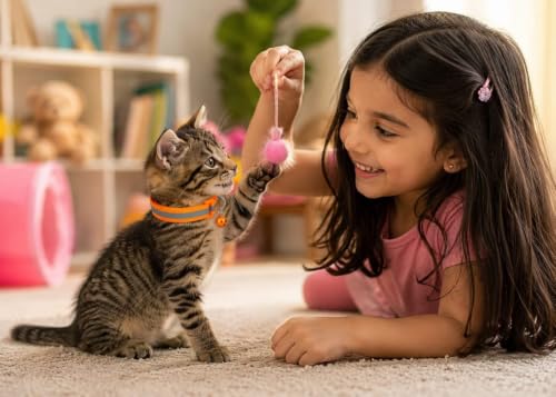 Image of Adjustable Cat Collar with Bell | Soft & Comfortable Kitten Collar | Breakaway Safety Design for Indoor & Outdoor Cats | Lightweight, Durable & Stylish | Red