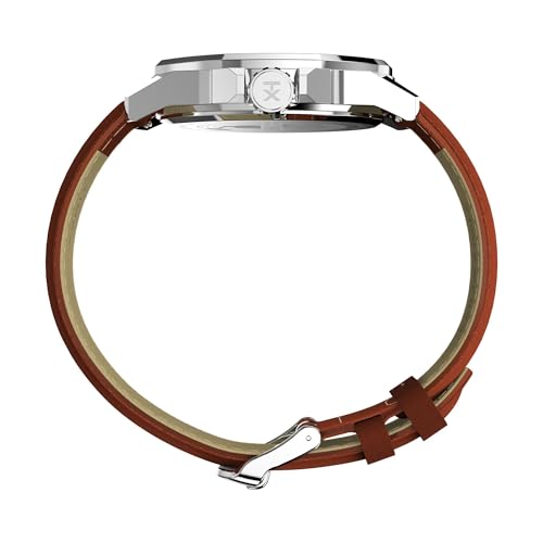 Image of TIMEX Essex Analog Watch for man with Blue Round Dial & Brown Leather Strap Band Water Resistant Men's Wrist Watches - TW2W92800UJ