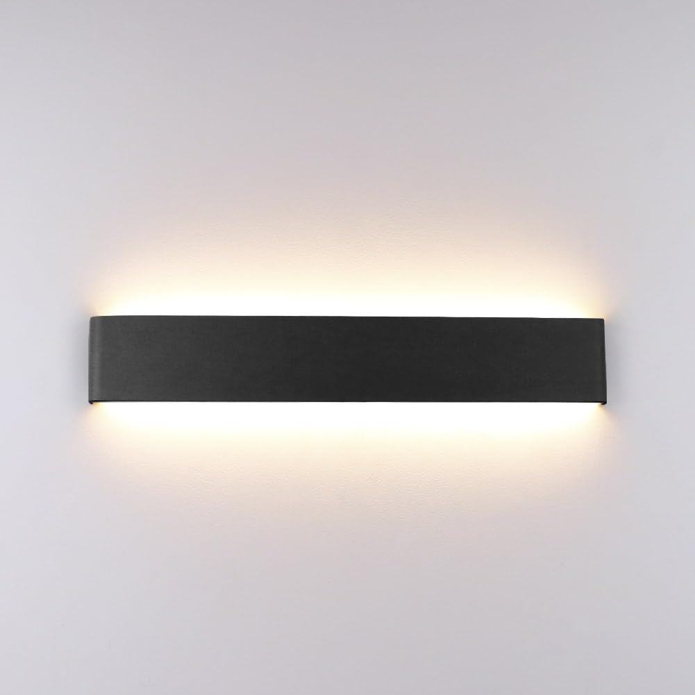 Klighten Wandlampe innen, 16W, Moderne Wandbeleuchtung, 51cm, Wandleuchte up and down innen, Warmweiß 3000K für Schlafzimmer, Wohnzimmer, Treppen und Badezimmer, Schwarz