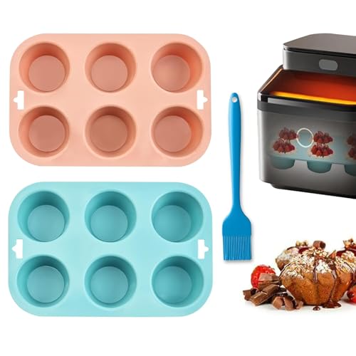 Zuchis Silicone Muffin Pan - 6-Cavity Nonstick Baking Tray for Muffins, Cupcakes, Brownies and More...