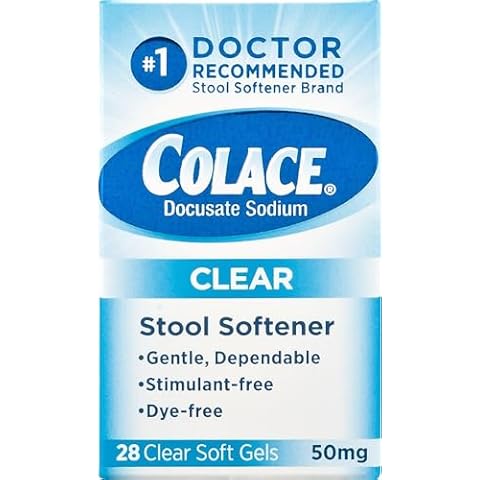 Colace Clear Docusate Sodium Stool Softener 50mg, 28 Count Per Box (3 Pack) Cover