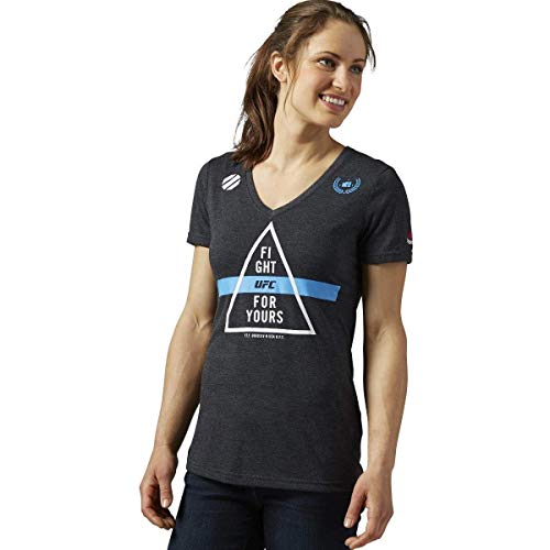 T-shirt Reebok UFC femme gris col v top sport xs