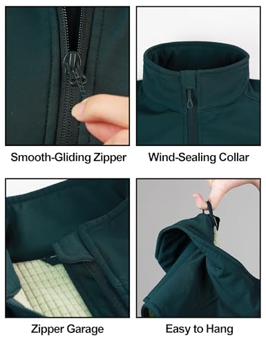 KUTOOK Weste Damen Sommer Leicht Ärmellos Laufweste Sportweste Fahrradweste Radweste Winter Softshell Fleece für Outdoor Hundesport Golf Grün L