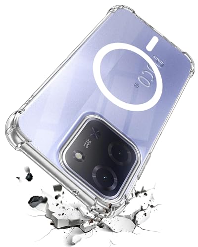 Image of Jkobi Shockproof Crystal-Clear Back Cover for Poco C85 5G (Magsafe Wireless Support | Drop & Camera Protection | Hard Polycarbonate)