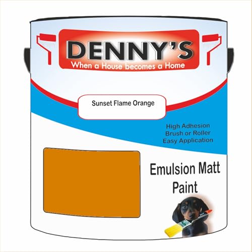 Premium Interior Wall & Ceiling Emulsion Paint – Sunset Flame Orange – Rich Matt Finish, Durable & Washable, Low Odour, Ideal for Living Rooms, Bedrooms & Hallways (250ML Tin)