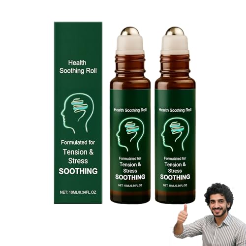 Barra Roll-on Floral para Migraña, Roll-on de Aceite Esencial para Migraña y Dolor de Cabeza con Menta Silvestre, Matricaria y Manzanilla - Aromaterapia para Alivio Refrescante (2pcs)