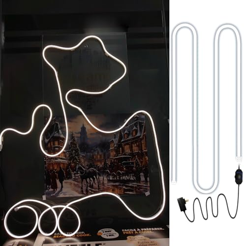 Image of 16FT Silicone LED Strip White Spotless Under Cabinet | 5M /16ft silicone strip, no light spots Plug-in step dimming. Self-adhesive for kitchen, bathroom, mirror, bedroom. IP65.