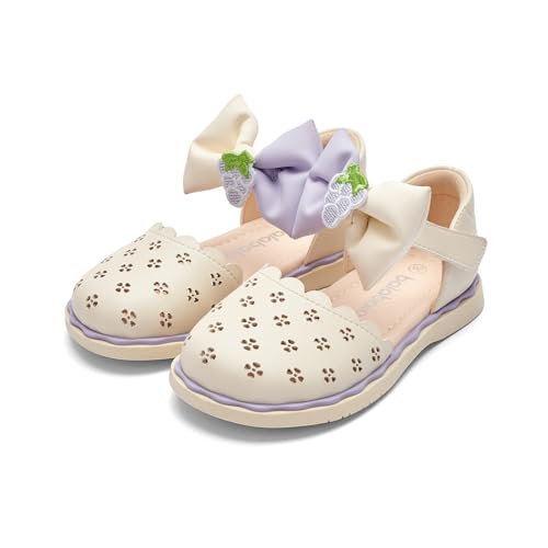 Balabala Girl Flats Sandals Princess Dress Shoes Sparkle Bow Shells Girls Shoes for Prom Party Wedding Toddler Little Kid Hook and Loop