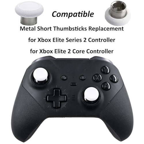 Image of 2 Pcs Metal Short Thumbsticks Replacement for Xbox Elite Series 2 Controllers,Short Concave Magnetic Analog Joysticks for Xbox Elite Series 2 Core Standard Height Thumbsticks(White)