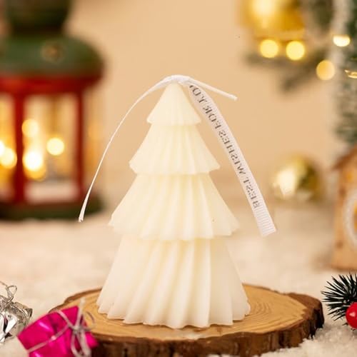 2 Pcs Christmas Candles Spiral Christmas Tree Shaped Candles Wax Scented Candles for Home Table Christmas Party Holiday New Year Decor