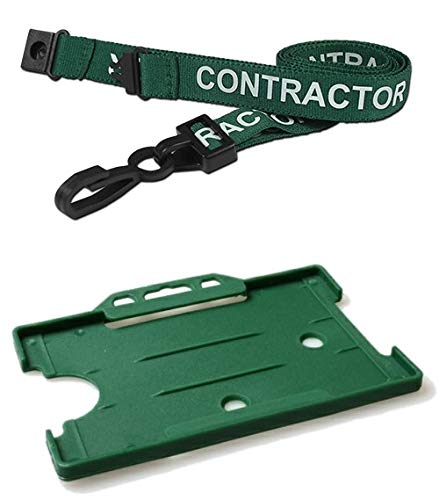 Identity-Plus: Green Pre-Printed Contractor Lanyard (Plastic J Clip, Safety Breakaway Point) with Green Landscape Card Holder (75)
