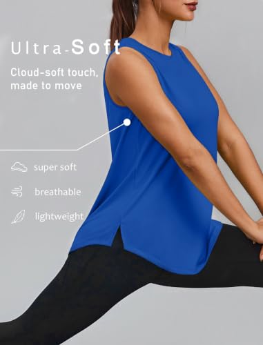 Image of PINSPARK Workout Tank Tops for Women UPF 50+ Side Slits Athletic Gym Shirt
