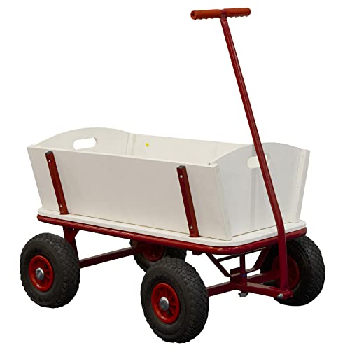 SUNNY Billy Chariot de Transport en Bois | Chariot pour Enfants rouge | Capacité 100 kilos