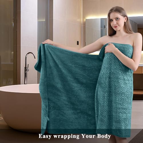 Toallas de baño extragrandes CHINO de microfibra turquesa superabsorbentes 4