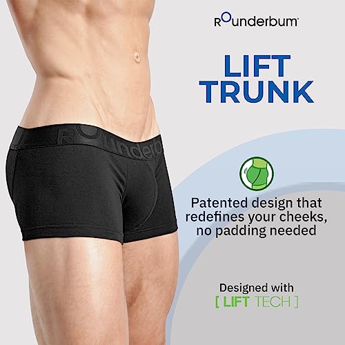 Rounderbum Men’s Lift Tech Boxer Trunk – Hidden Band Butt Lifting Underwear, 3 Colors4