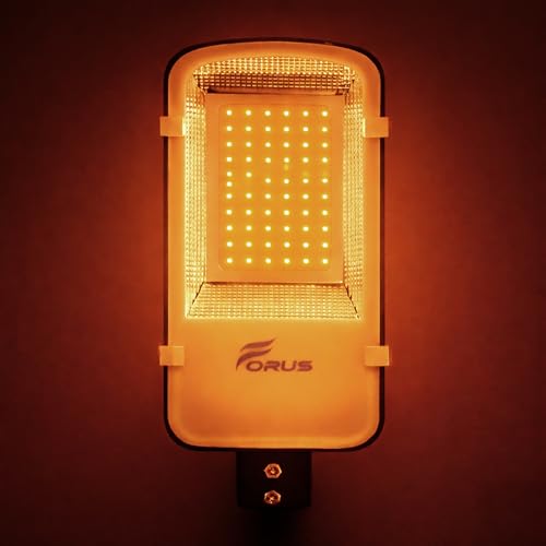 Image of Forus 50W LED Street Light Outdoor, IP66 Waterproof Pole Mounted Road Light, High Bright Amber LED Flood Light for Parking, Society, Industrial & Street Lighting with 4 Year Warranty (1 Pc)