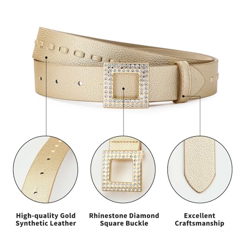 Leather Belt for Women Fashion Belt Casual Women Belts With Rhinestone Buckle Faux Leather Waist Belt4