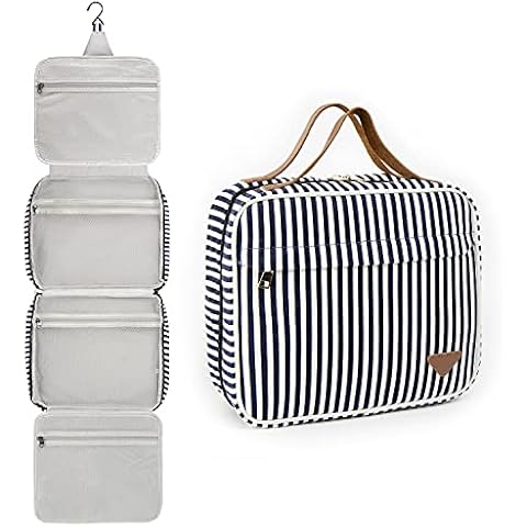 Travel Toiletry Bag for Women & Men Hanging Bathroom Shower Bag for Full Sized Toiletries Makeup Organizer Cosmetic Bag with Hook, Navy Cover