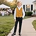 Yreiwoby Boy's Classic Yellow Vest Formal Sleeveless Suit Vesr for Boys Fashion Button Up Waistcoat Slim Fit V-Neck Tuxedo for Wedding Prom Dress