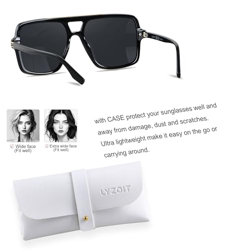 LYZOIT Retro Oversized Square Aviator Sunglasses Womens Polarized Trendy Big Large Rectangle Sun Glasses2