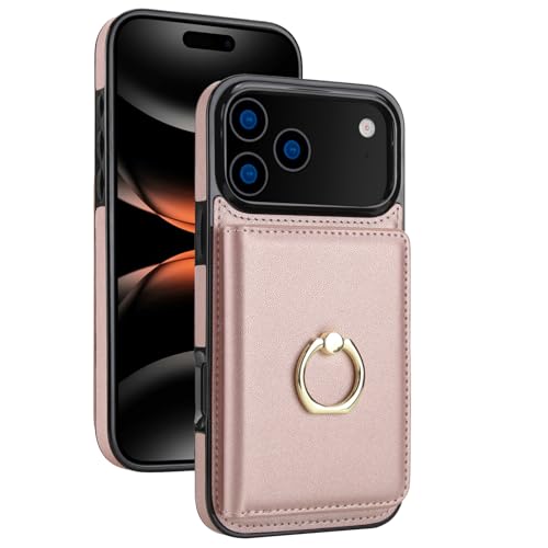 Protection iPhone 17 antichoc étui cuir rose avec porte-carte femme homme