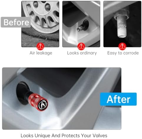 Tire Valve Stem Caps for Acura Tire Stem Cover Air Caps Red Accessories 4 Pack - 2