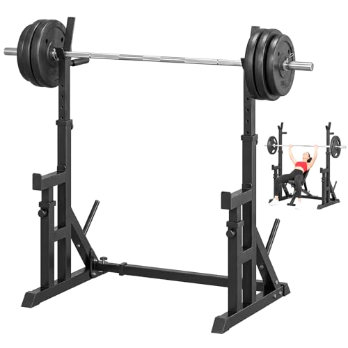 WUDLEP Adjustable Squat Rack 90-150cm Height Heavy Duty Barbell Rack
