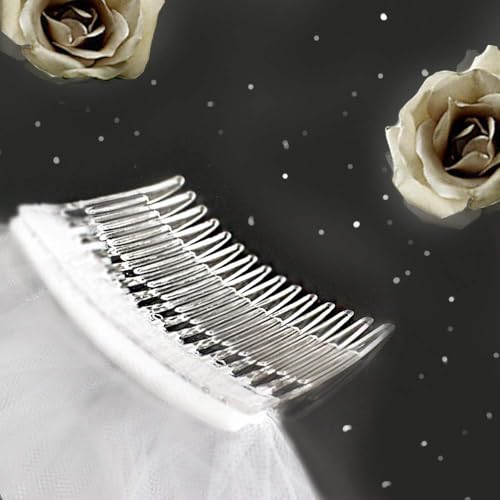 Korty TOUSHA White Wedding Veil,2 Tier Ribbon Edge Center Cascade Bridal Veil thumb #2