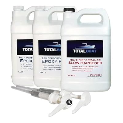 TotalBoat High Performance Epoxy Kit, Crystal Clear Marine Grade Resin and Hardener for Woodworking, Fiberglass and Wood Boat Building and Repair (2 Gallon, Slow)