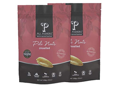 Pili Pushers Pili Nuts (Wild, Sprouted, Dehydrated) 250g 8.8oz (Pack of 2) (Unsalted)