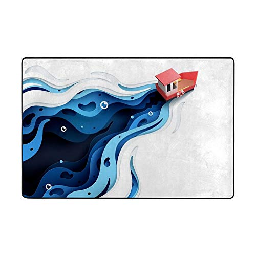 Tapis à poils longs motif bateau rouge pour réveiller le sol de la chambre - 3