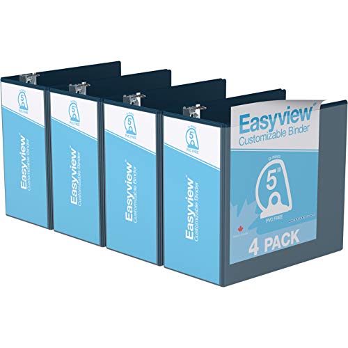 Easyview Premium, Angle D Ring, Customizable, View Binder, 4 Pack (5