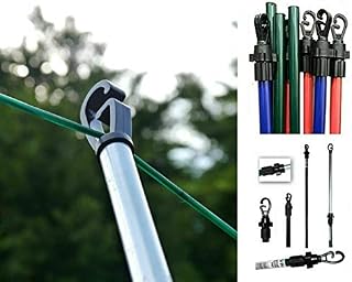 AMMEN Heavy Duty Telescopic Washing Line Pole - Adjustable Washing Line Prop With Powder Coated Metal - Extendable Clothes Pole For Outside Washing Line - Colored Garden Poles_2.4m; 8ft (Approx.) (1)