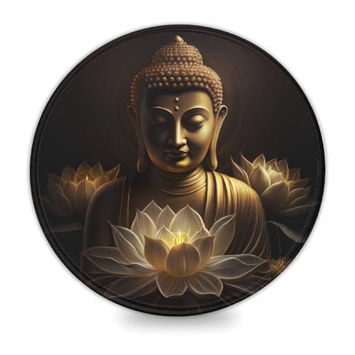 LLONGKT Tapis de Souris Bouddha (8 Pouces) - Tapis de Souris texturé de qualité supérieure avec Base en Caoutchouc antidérapante, adapté à l'ordinateur, au Bureau et à la Maison
