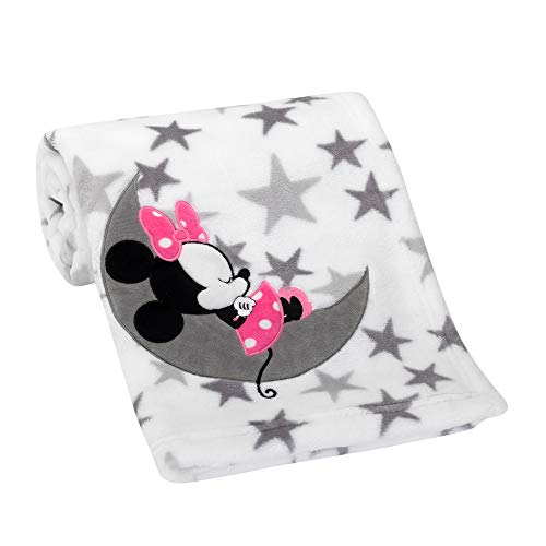 Lambs & Ivy Disney Baby Minnie Mouse Fleece Baby Blanket, Gray/White #TOP2