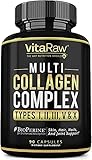 Collagen Pills - Multi Collagen Supplements (Types I, II, III, V & X) Collagen Peptides Pills for...