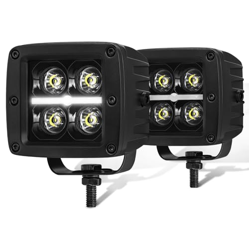 Image of 3 inch CREE LED Cubes with DRL 80W Spot Beam Square 3x3 LED Pod Lights Offroad Driving Light Fog Ditch Lights for Trucks Pickup Motorcycle SUV UTV ATV Dirt Bike Golf Cart