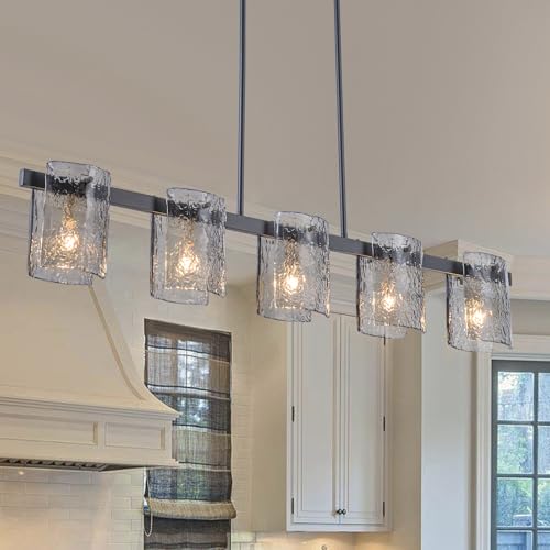 EDISLIVE 5-Light Glass Block Chandeliers Pendant Light Kitchen Island 47.24in