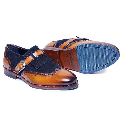 Image of Lethato Men's Wingtip Brogue Kiltie Monk Strap Loafer Dress Shoes