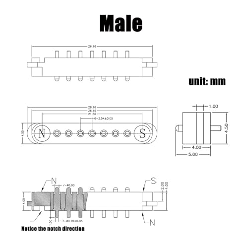 Image of 2 Pair Magnetic Pogo Pin Connector, 2 /3 /4 /5P 2A Pogopin Magnetic Connector Male+Female 2.54 /2.5 MM Through Holes Spring Loaded Connectors DC Power Socket DC Power Charge Probe Connector (7Pin)