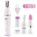 Epilator, 7 IN 1 Electric Shaver Set, Cordless Rechargeable Hair Removal with 4 Different Razor Head for Eyebrow/Nose/Facial Hair Trimmer, 1 Facial Cleansing Brush & Massage & Nail Polisher Head