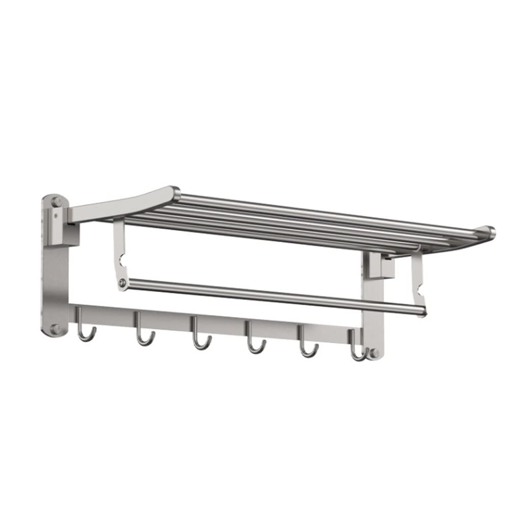 towel rail， Foldable Towel Rack with Hook Wall-Mounted Holder Shower Double Layer Storage Shelf Bathroom Accessories