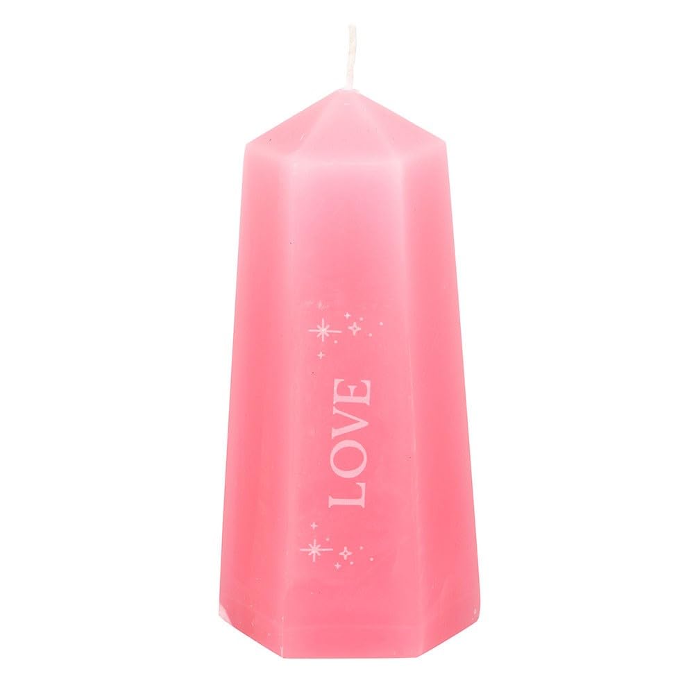 KDMD Love Crystal Candle - Pink Crystal Tower with Rough Rose Quartz - 30 Hour Burn Time