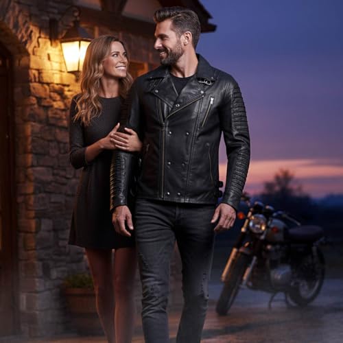 Image of Milwaukee Leather SFM1885 Men's Black Leather Fashion Jacket with Piping Design