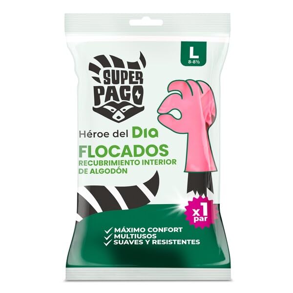 DIA SUPER PACO guantes flocados talla L bolsa 1 par