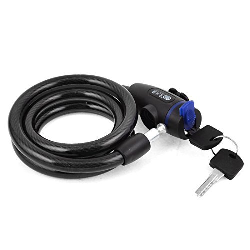 Aexit 1M Long Bike Locks Black Plastic Covered Steel Cable Lock for U-Locks Bike Bicycle