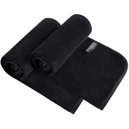 KinHwa Microfibre Black Hand Towels for Bathroom Abosorbent Soft Small Guest Towels Thick Face Towels 30cm x 50cm Fast Drying Hand Towel for Kitchen Spa