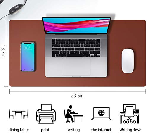 Image of Aothia Leather Desk Pad Protector,Mouse Pad,Office Desk Mat, Non-Slip PU Leather Desk Blotter,Laptop Desk Pad,Waterproof Desk Writing Pad for Office and Home (23.6 inch x 13.7 inch, Rufous)
